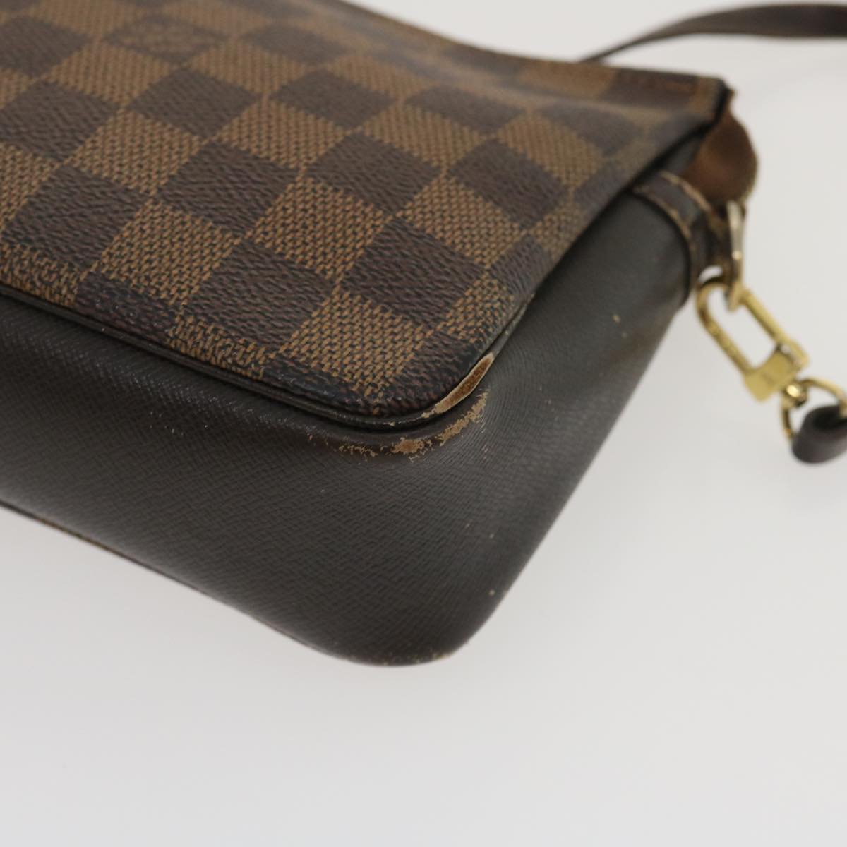 LOUIS VUITTON Damier Ebene Trousse Make Up Hand Pouch N51982 LV tp285