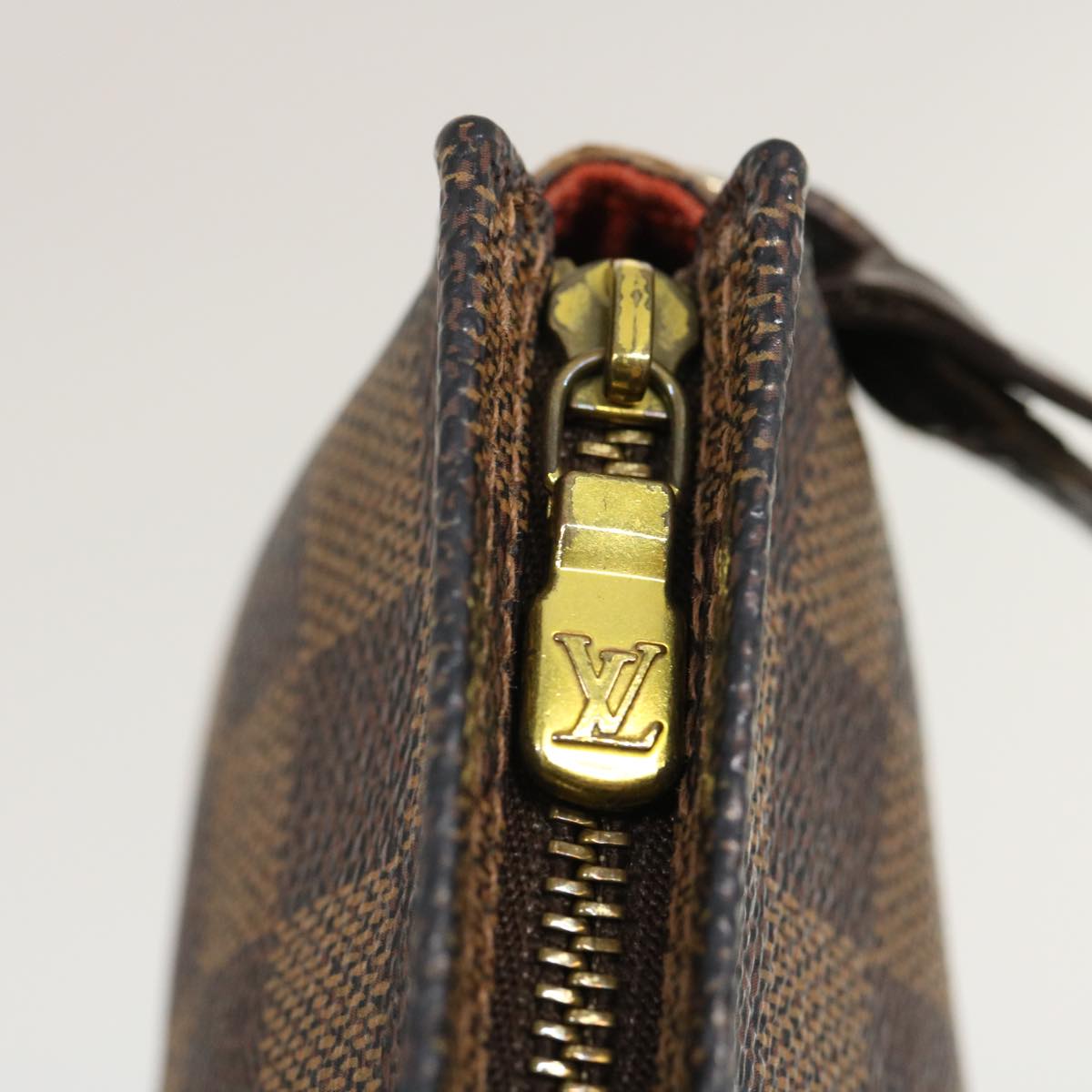 LOUIS VUITTON Damier Ebene Trousse Make Up Hand Pouch N51982 LV tp285