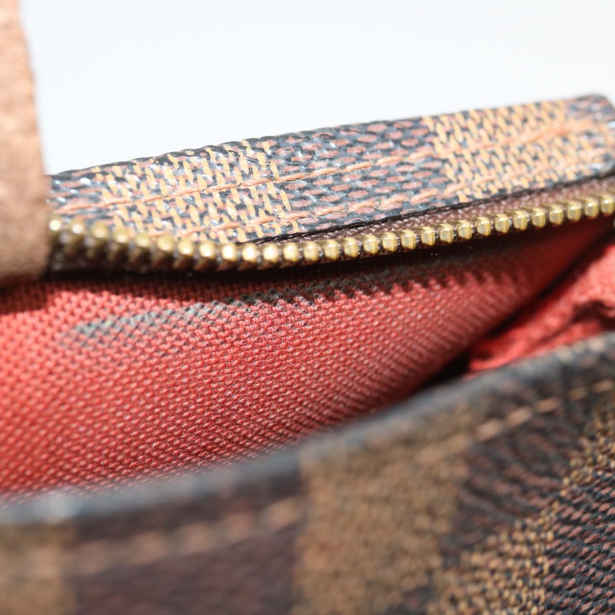 LOUIS VUITTON Damier Ebene Trousse Make Up Hand Pouch N51982 LV tp285