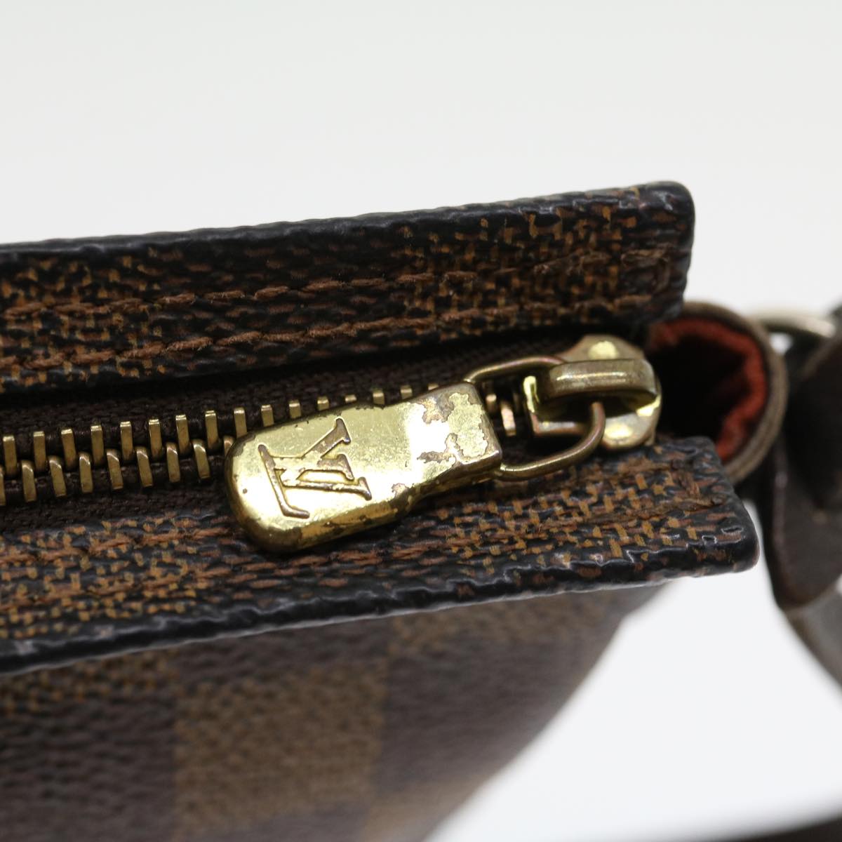 LOUIS VUITTON Damier Ebene Trousse Makeup Hand Pouch N51982 LV tp362