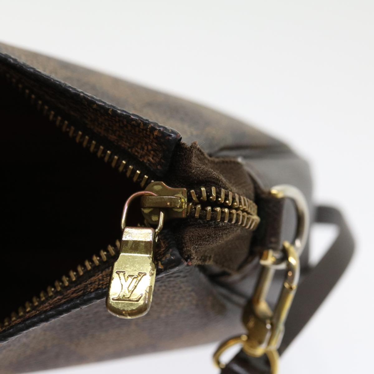 LOUIS VUITTON Damier Ebene Trousse Makeup Hand Pouch N51982 LV tp362