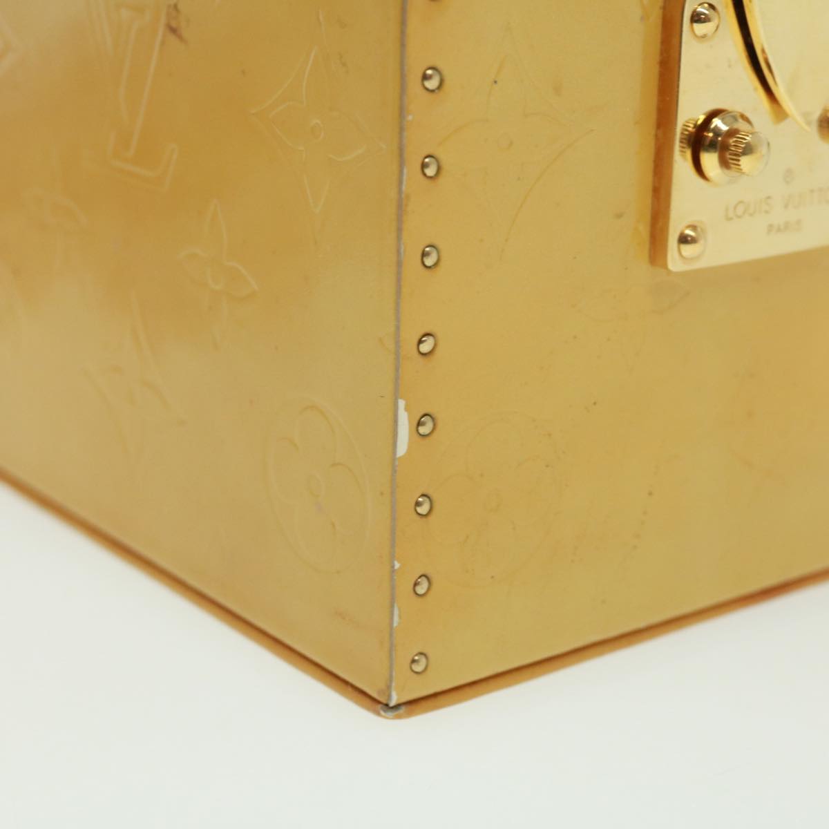 LOUIS VUITTON Monogram Vernis Bleecker Cosmetic Pouch Beige M91002 tp501