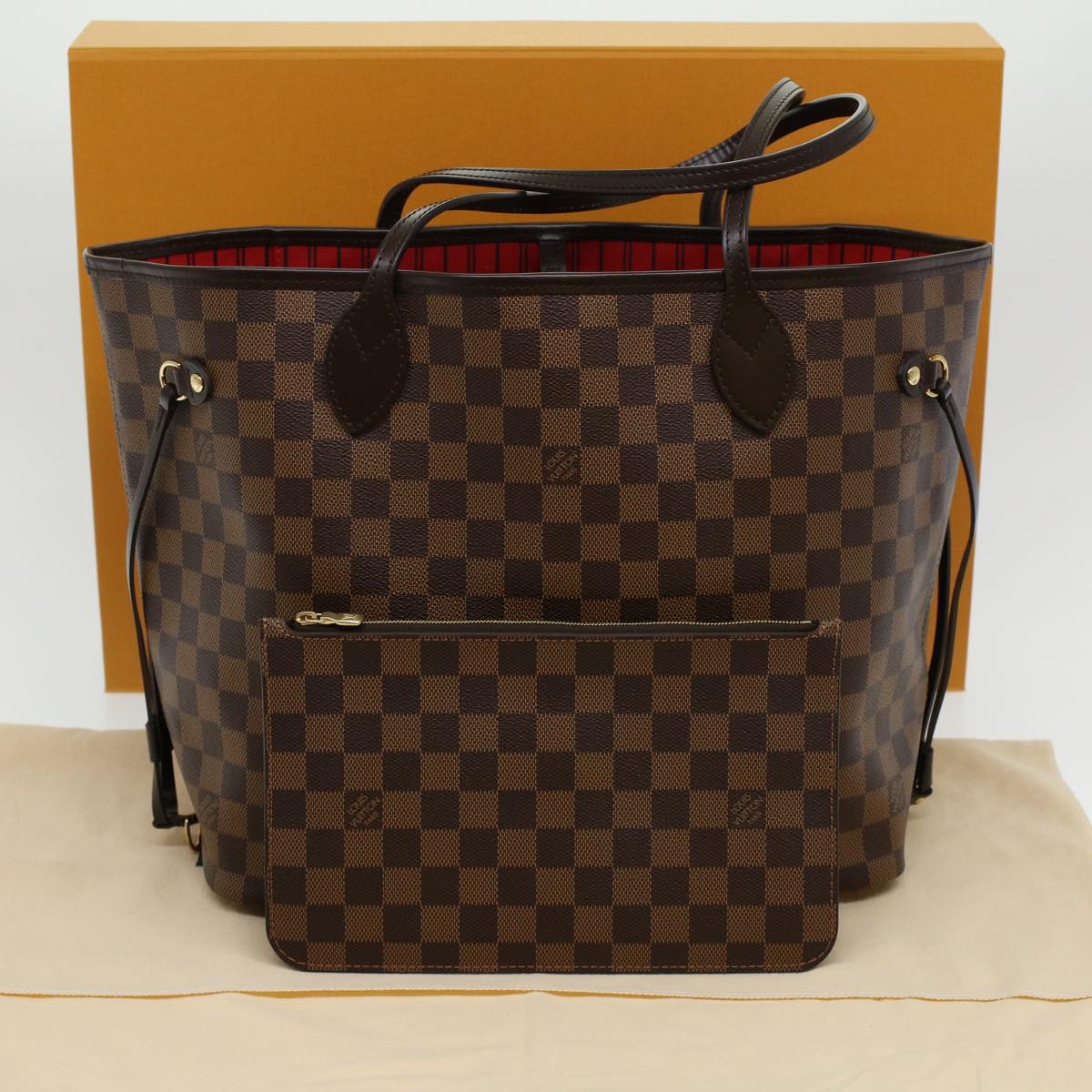 LOUIS VUITTON Damier Ebene Neverfull MM Tote Bag N51105 LV ai684SA