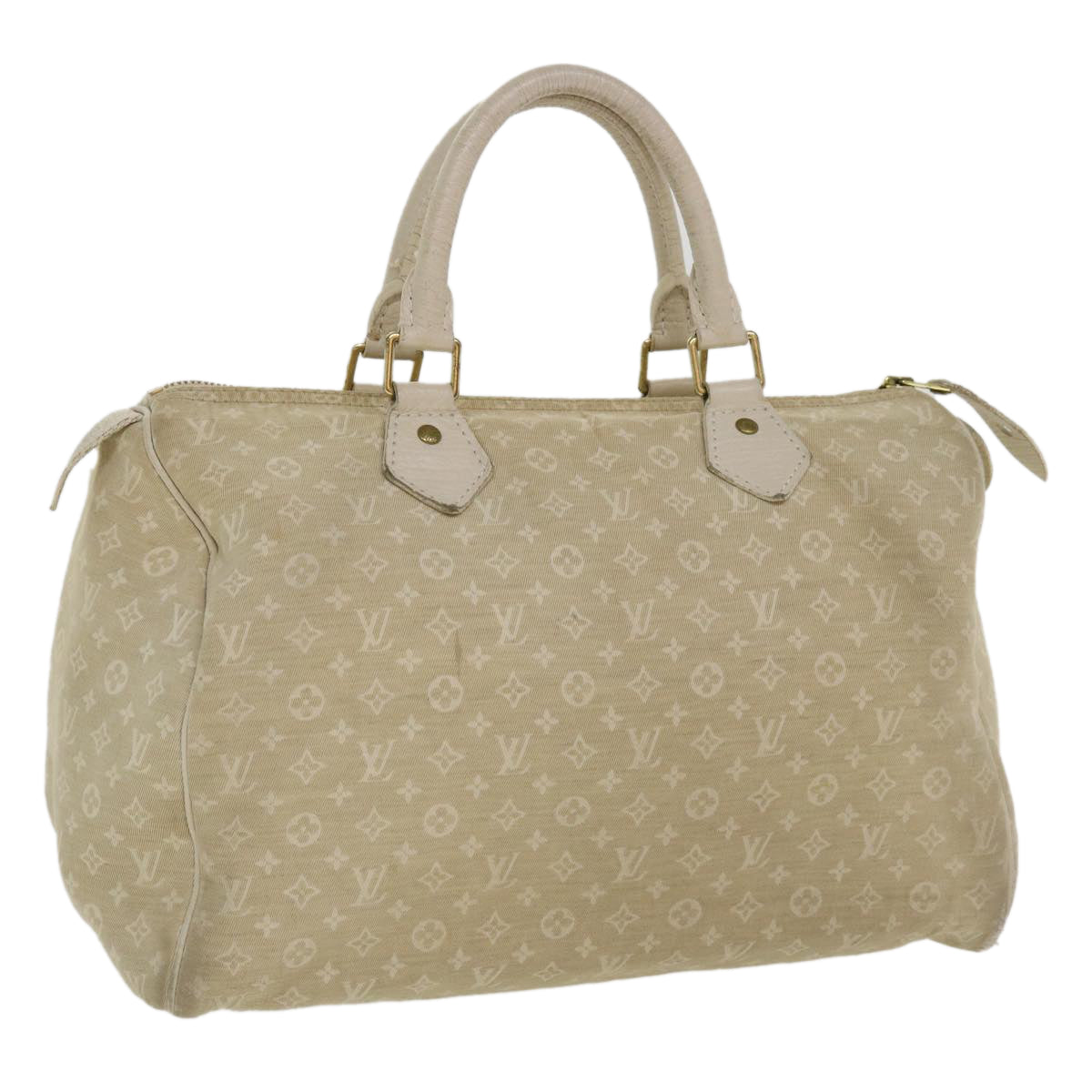 LOUIS VUITTON Monogram Mini Lin Speedy 30 Hand Bag White M95319 LV tp613