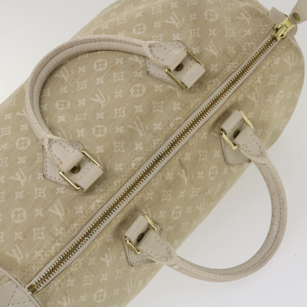 LOUIS VUITTON Monogram Mini Lin Speedy 30 Hand Bag White M95319 LV tp613