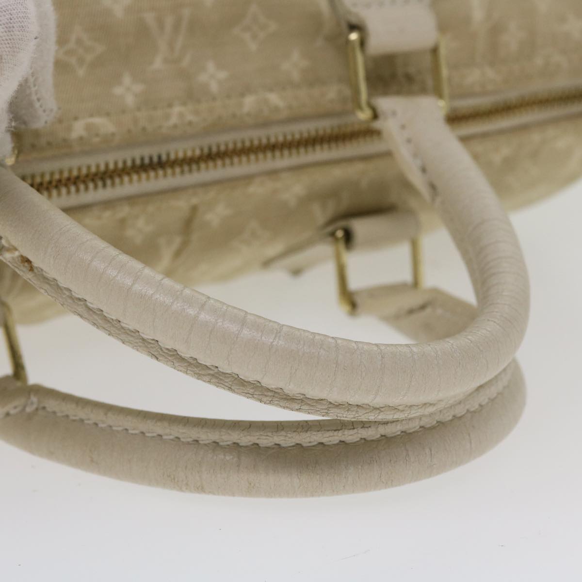 LOUIS VUITTON Monogram Mini Lin Speedy 30 Hand Bag White M95319 LV tp613