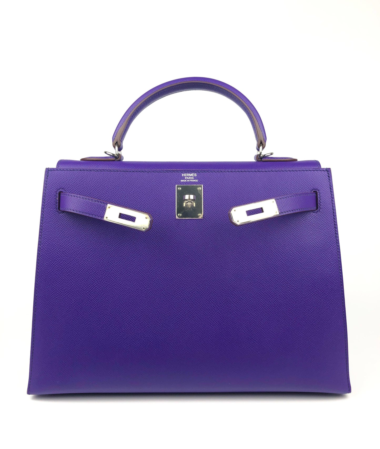 Luxury Hermes 32cm Violet Epsom Sellier Kelly w/ Palladium Hardware