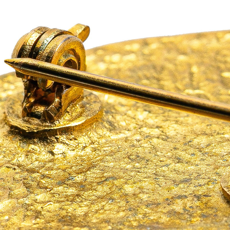 Chanel Vintage Coco Mark Round Brooch Gold