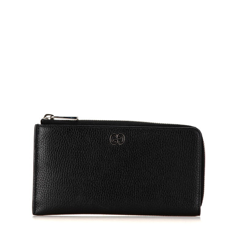 Luxury Gucci Trending 2025 Leather L-Zip Long Wallet 574745 Black