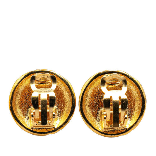 Chanel Vintage Coco Mark Round Earrings Gold