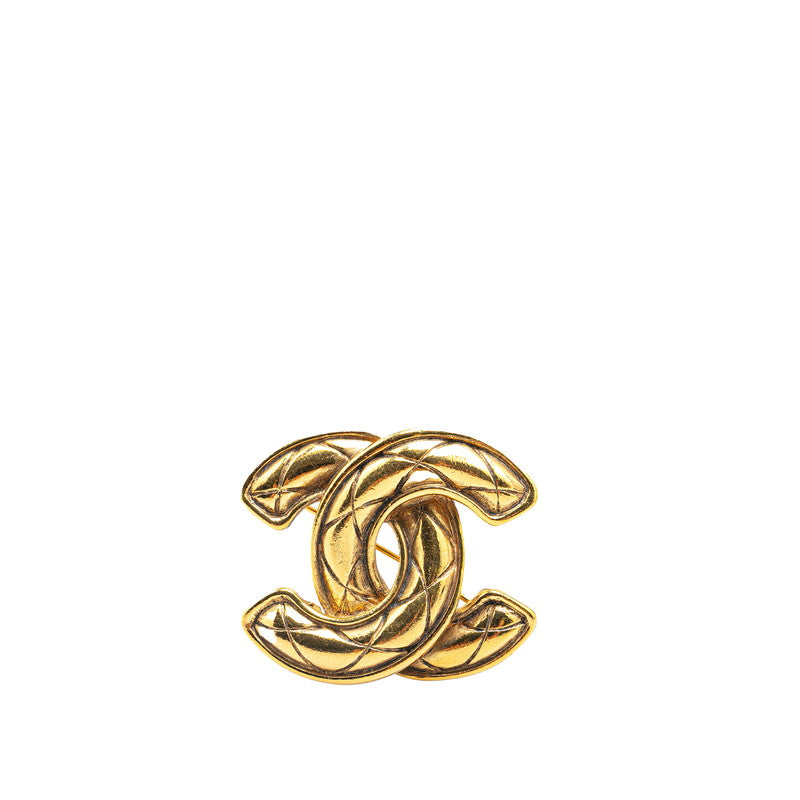 Chanel Vintage Matelasse Coco Mark Brooch Gold