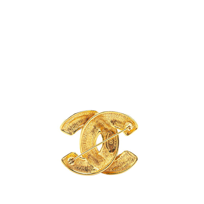 Chanel Vintage Matelasse Coco Mark Brooch Gold