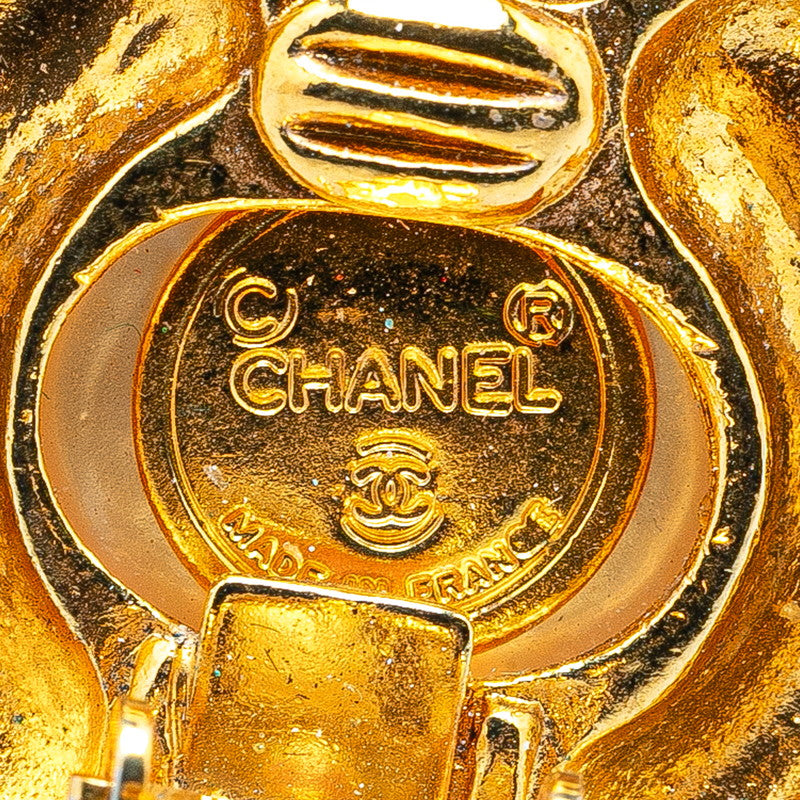 Chanel Gold Plated Faux Pearl Round Earrings