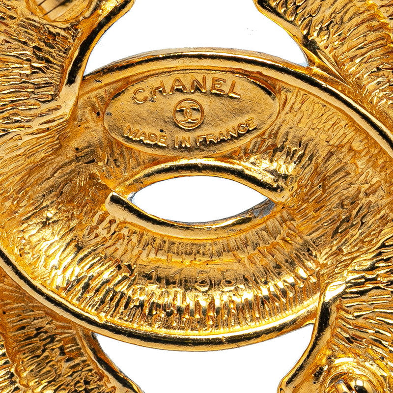 Chanel Vintage Coco Mark Matelasse Brooch Gold