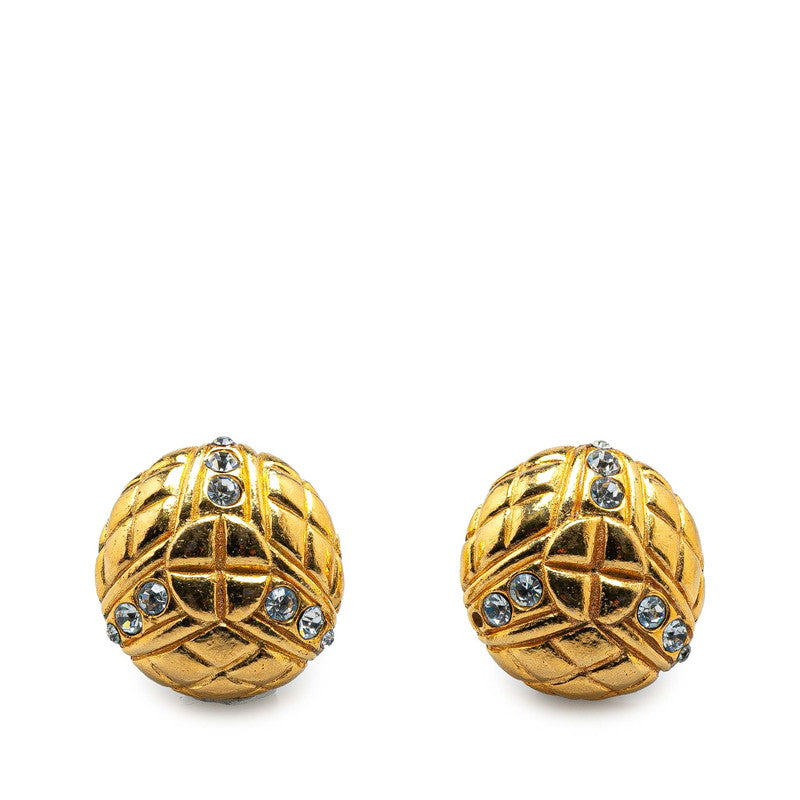 Chanel Matelasse Round Rhinestone Earrings