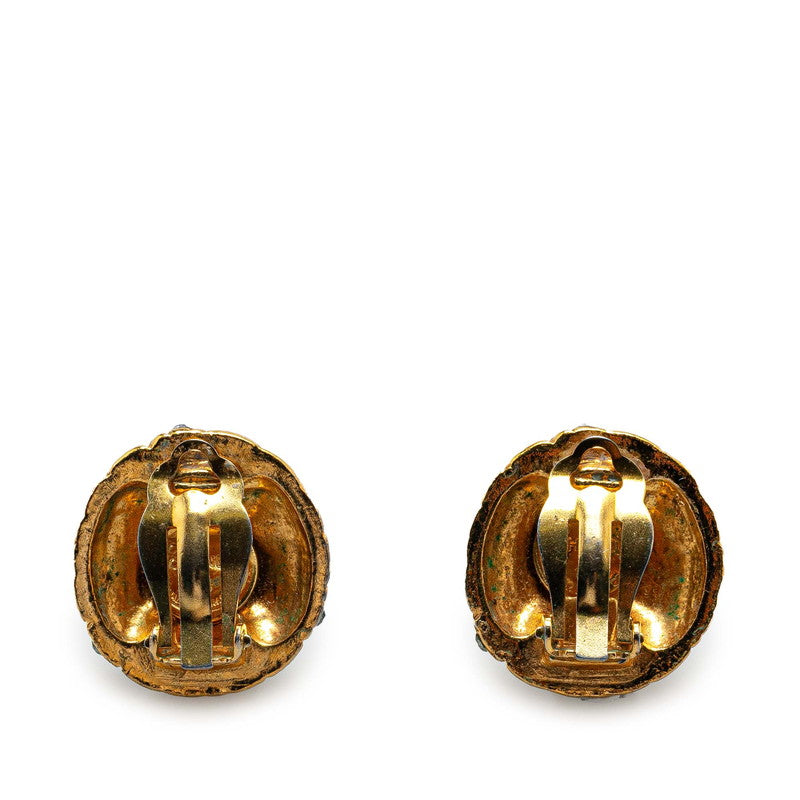 Chanel Matelasse Round Rhinestone Earrings