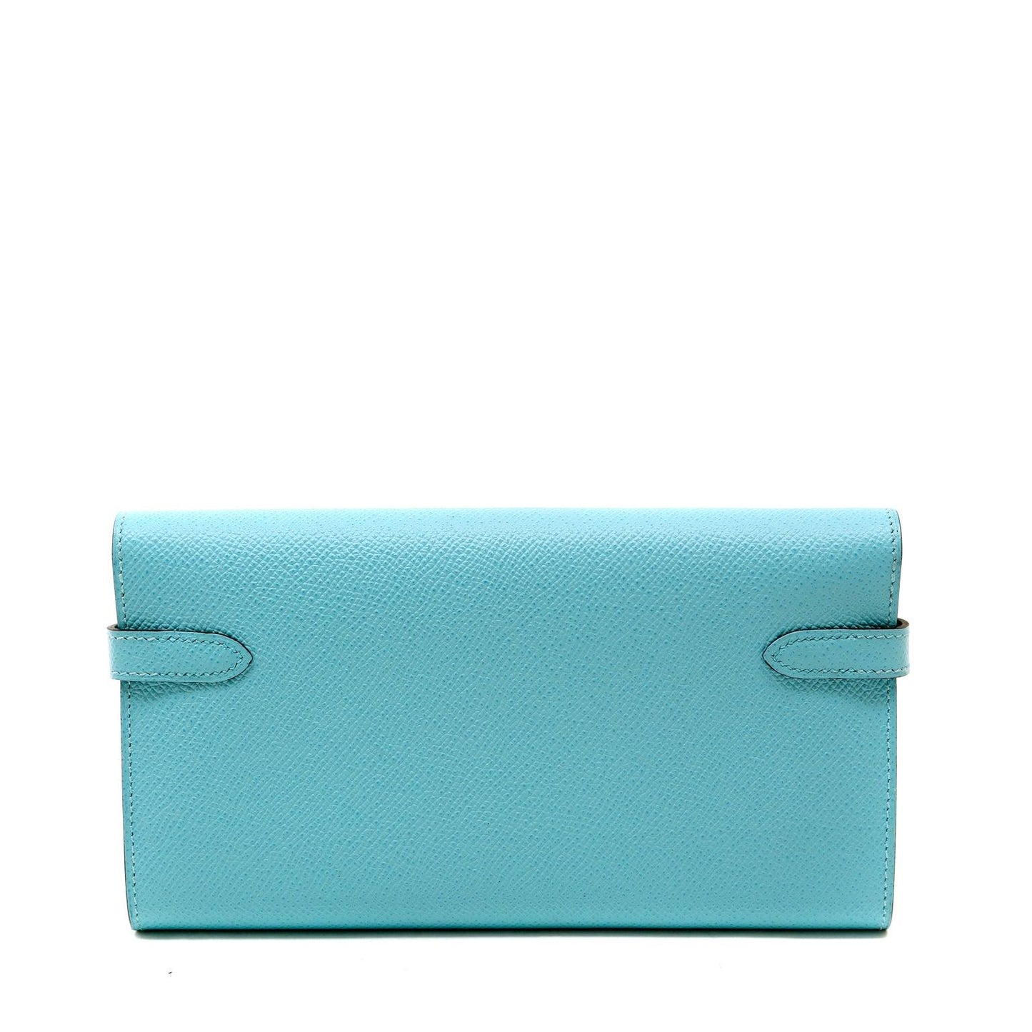 Luxury Hermes Robin's Egg Blue Epsom Kelly Wallet with Palladium Hardware