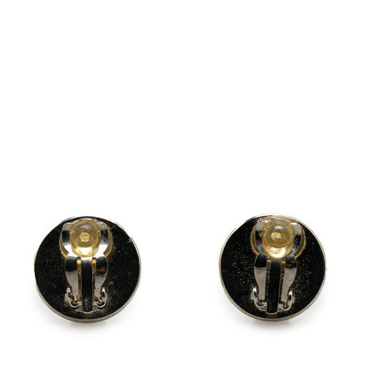 Chanel Coco Mark Round Earrings Silver