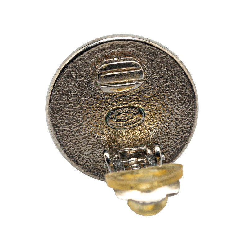 Chanel Coco Mark Round Earrings Silver