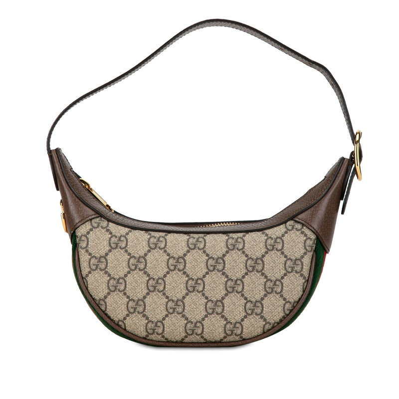 Luxury Gucci Trending 2025 Ophidia Handbag Mini Half Moon 658551 Beige Brown PVC Leather