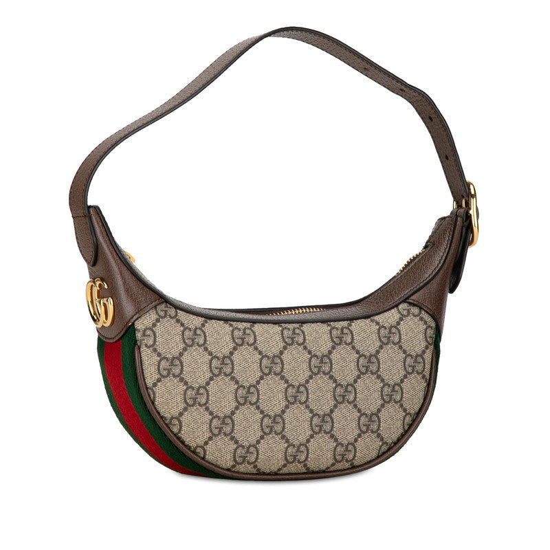 Luxury Gucci Trending 2025 Ophidia Handbag Mini Half Moon 658551 Beige Brown PVC Leather