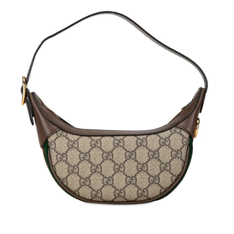 Luxury Gucci Trending 2025 Ophidia Handbag Mini Half Moon 658551 Beige Brown PVC Leather