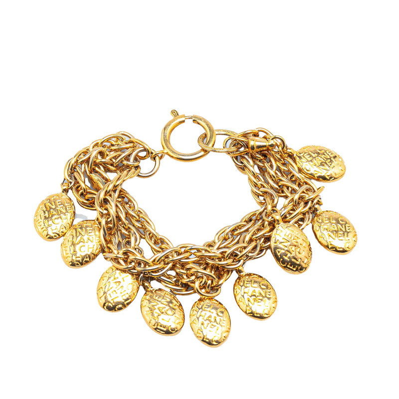 Chanel Logo Oval Chain Bracelet Gold