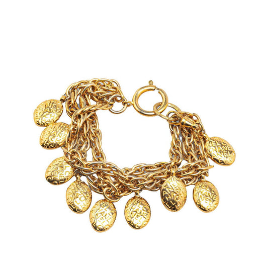 Chanel Logo Oval Chain Bracelet Gold