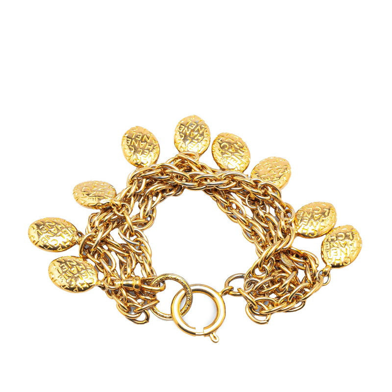 Chanel Logo Oval Chain Bracelet Gold