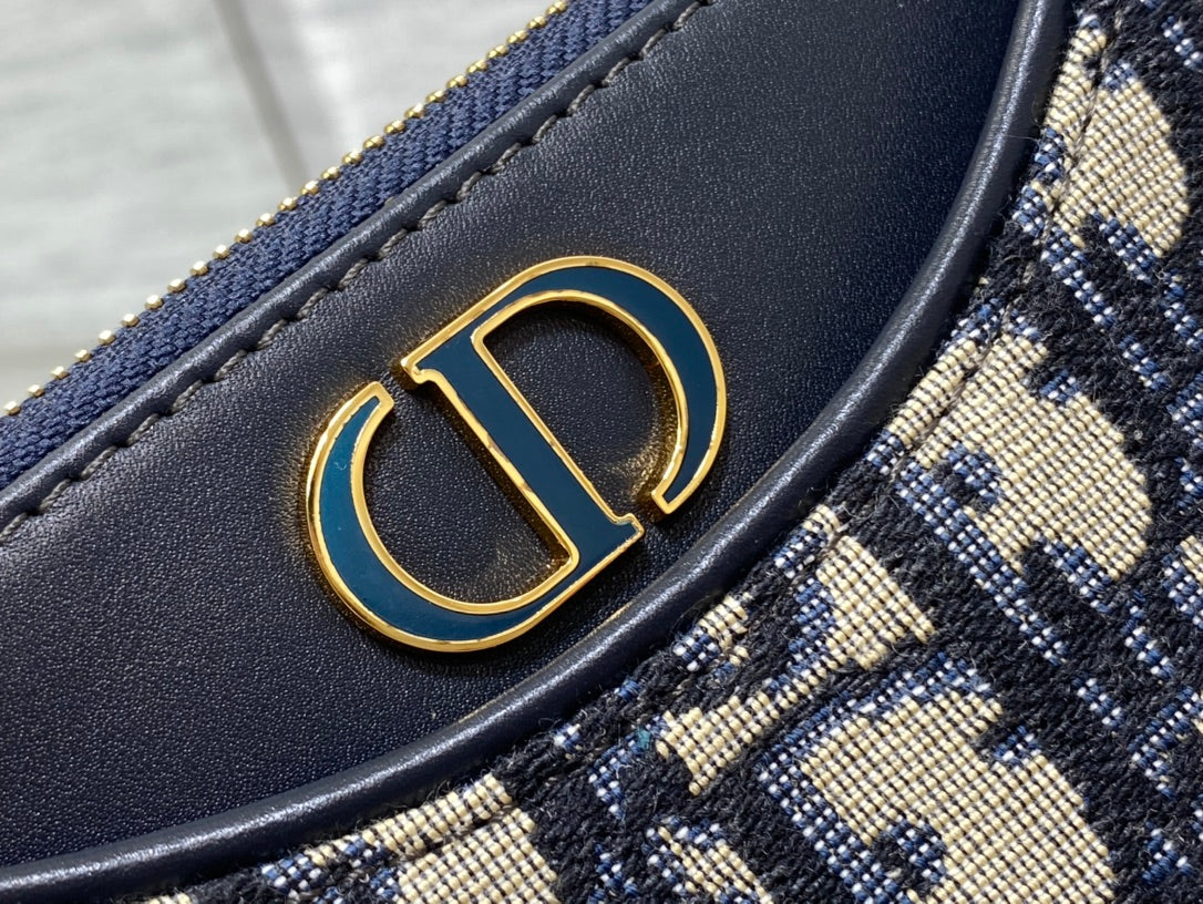 Luxury DiorHOBO AVENUE 21CM BLUE OBLIQUE EMBROIDERY