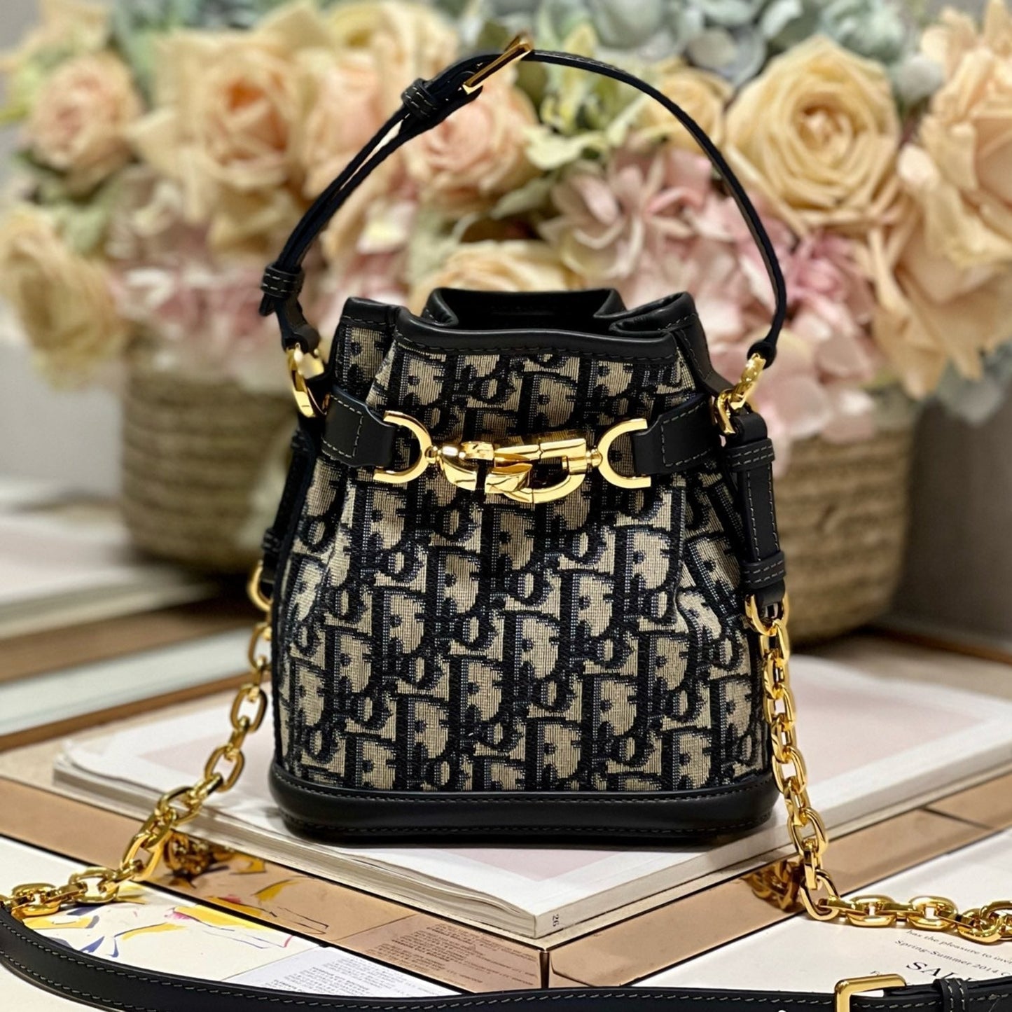 Luxury DiorCEST 17CM BLUE OBLIQUE EMBROIDERY