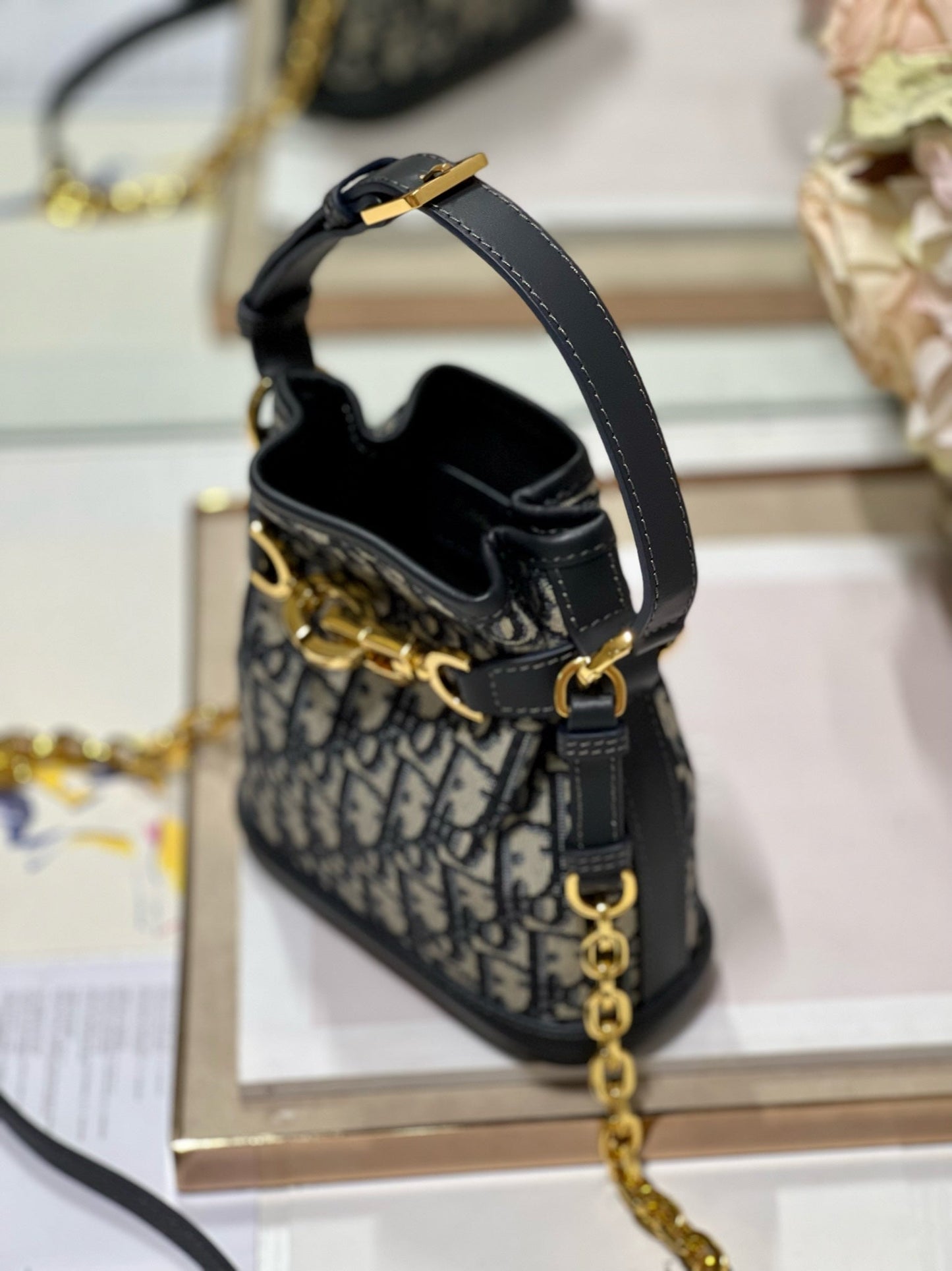 Luxury DiorCEST 17CM BLUE OBLIQUE EMBROIDERY
