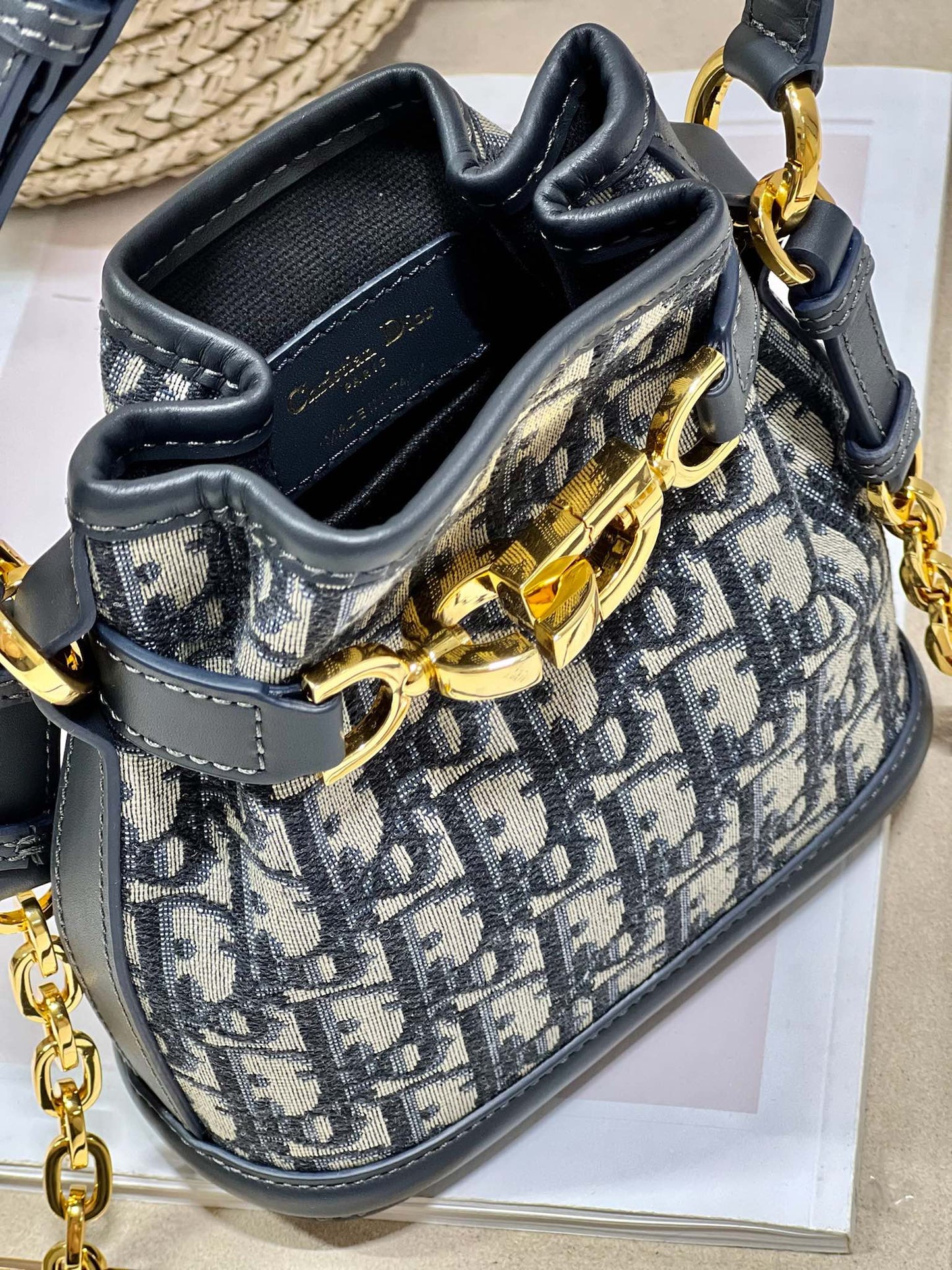Luxury DiorCEST 17CM BLUE OBLIQUE EMBROIDERY