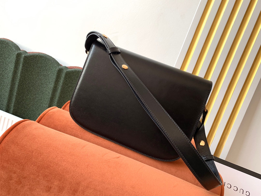 Luxury Gucci GG 1955 Horsebit Bag 25cm Black Calfskin Gold Hardware