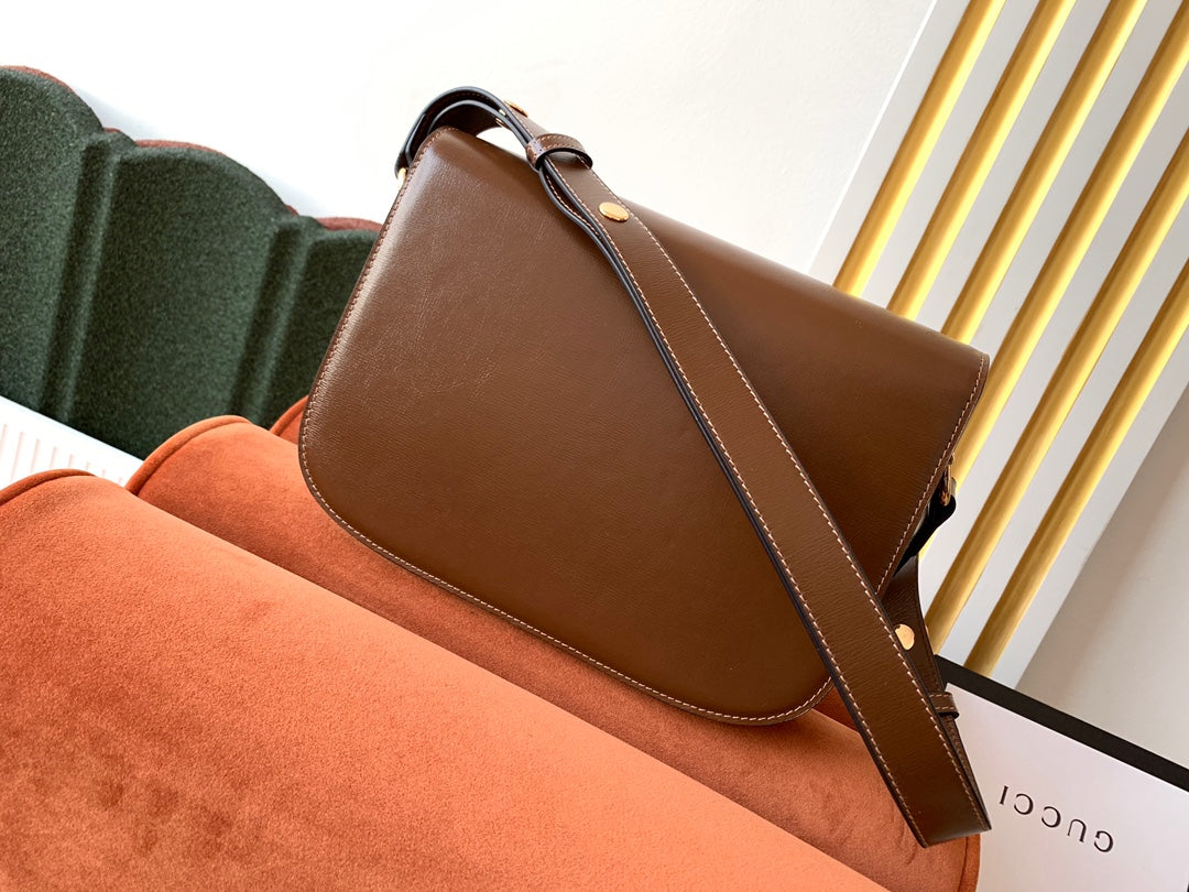 Luxury Gucci GG 1955 Horsebit Bag 25cm Brown Calfskin Gold Hardware