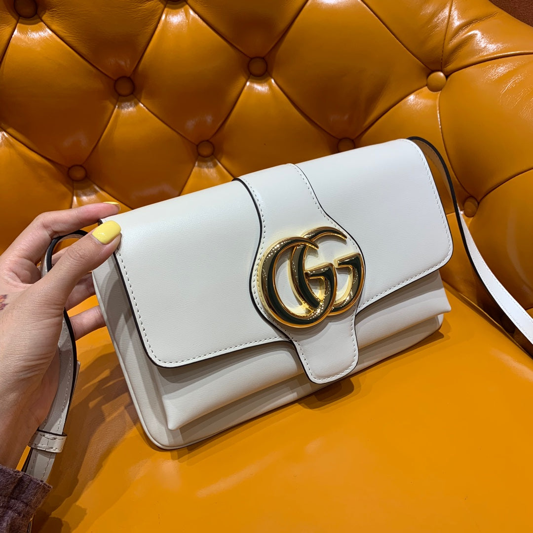Luxury Gucci GG Arli Bag 25cm White Calfskin Gold Hardware