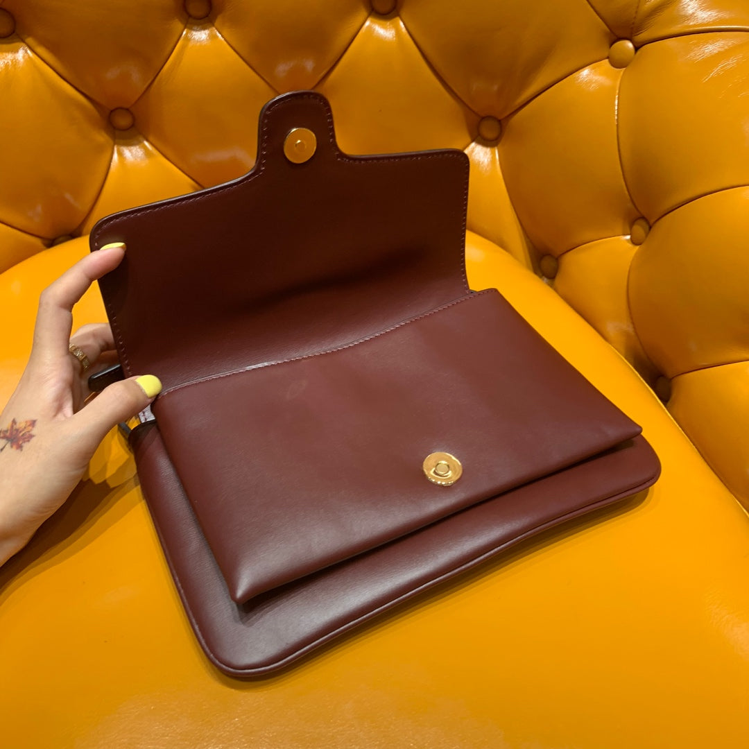 Luxury Gucci GG Arli Bag 25cm Burgundy Calfskin Gold Hardware