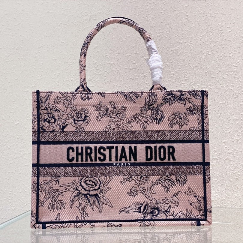 Luxury DiorMedium Book Tote 36cm Jardin Botanique Pink