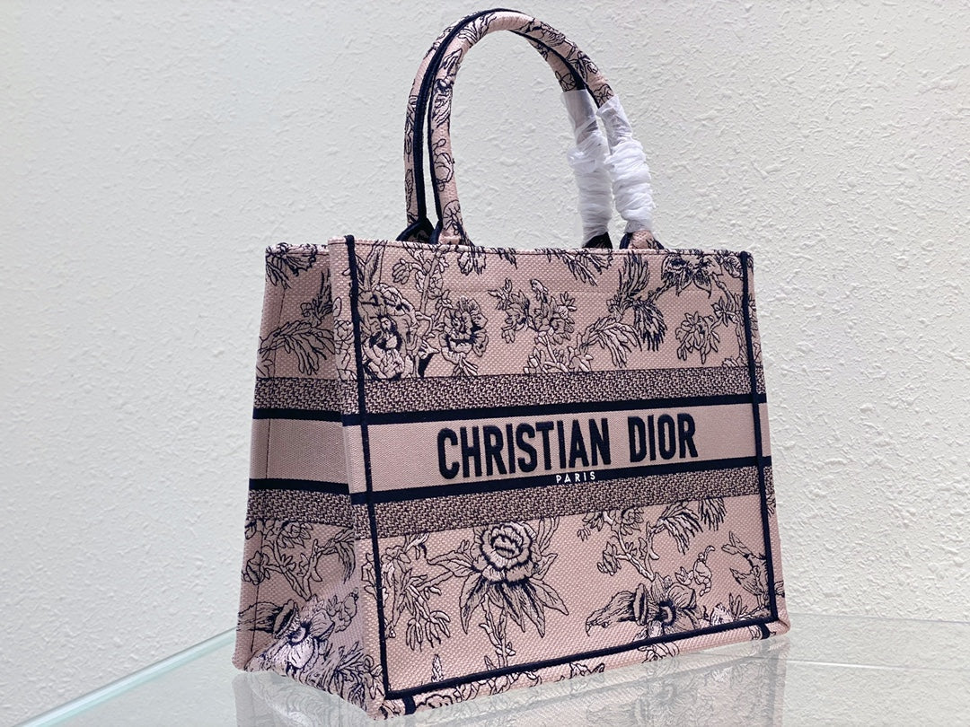 Luxury DiorMedium Book Tote 36cm Jardin Botanique Pink