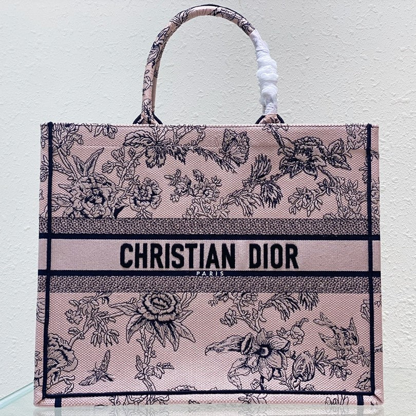 Luxury DiorLarge Book Tote 42cm Jardin Botanique Pink