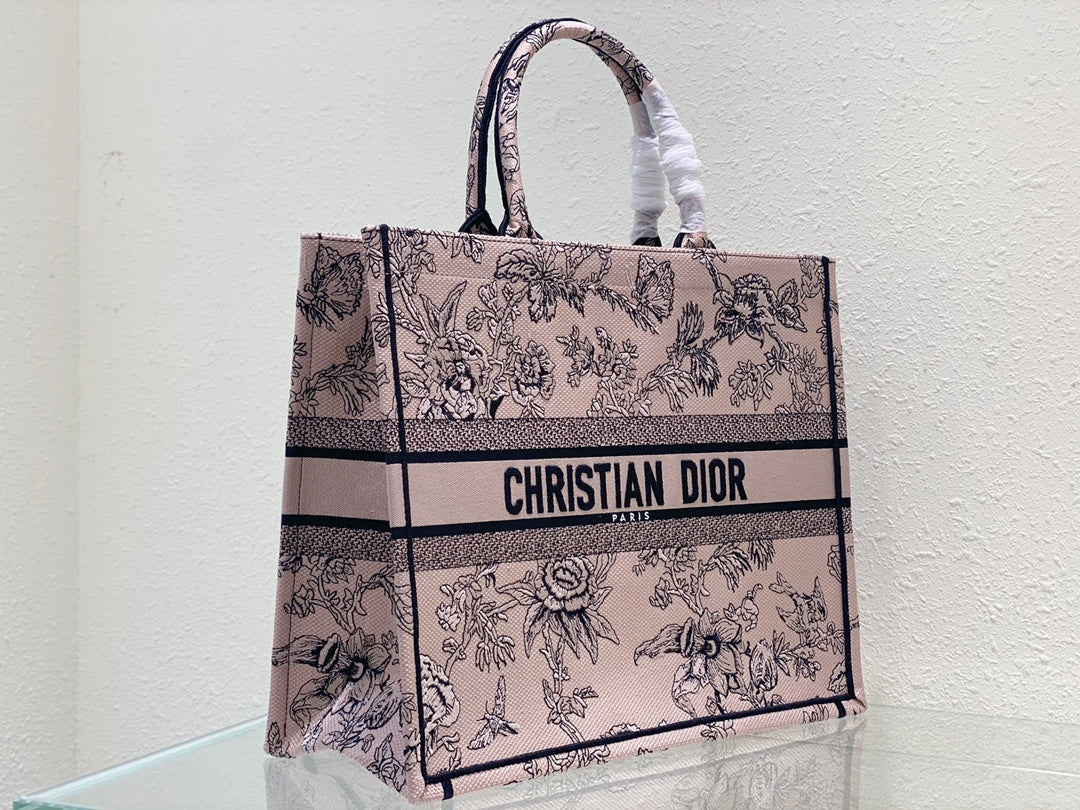 Luxury DiorLarge Book Tote 42cm Jardin Botanique Pink
