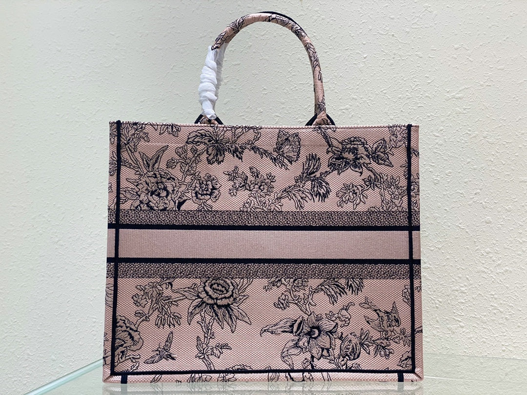 Luxury DiorLarge Book Tote 42cm Jardin Botanique Pink