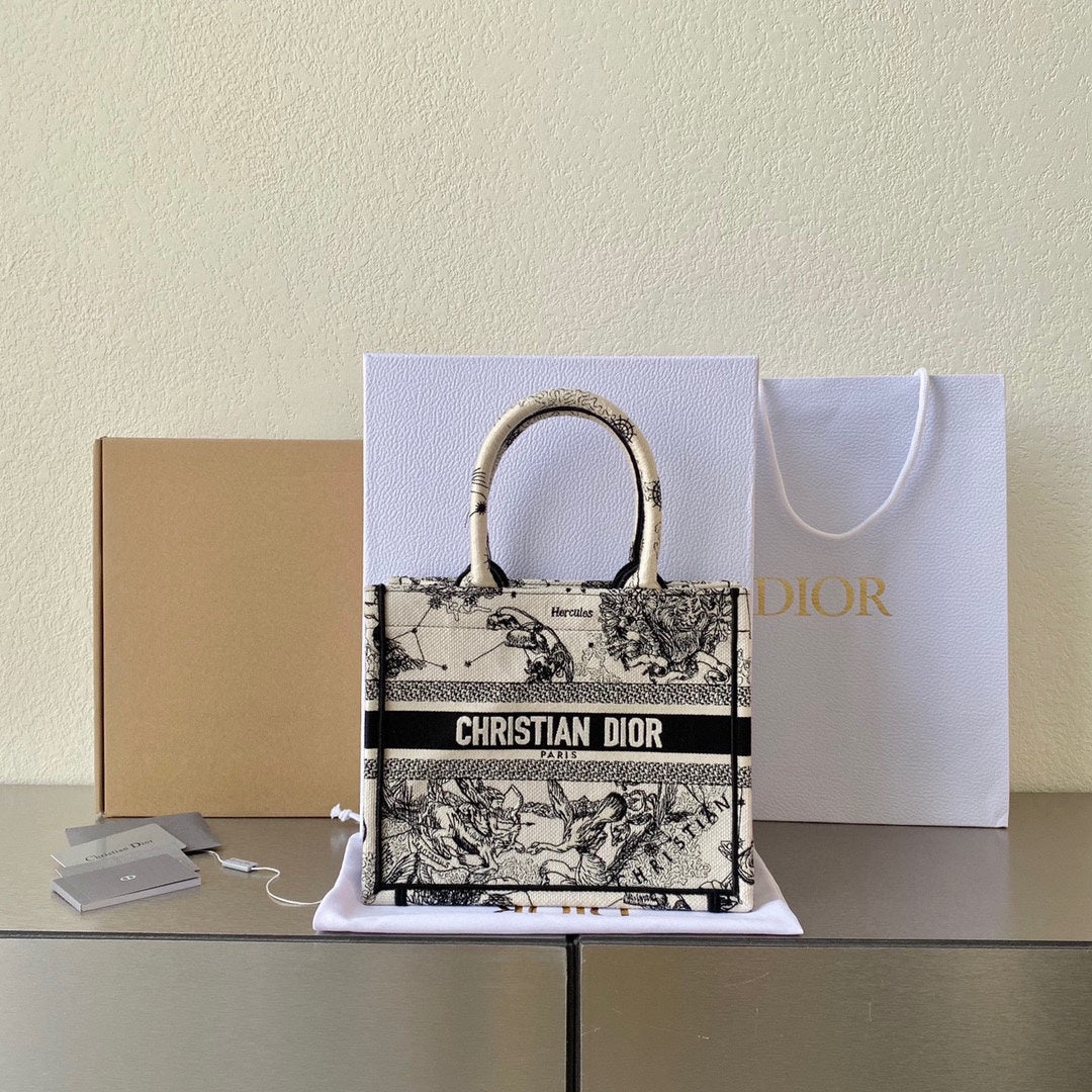 Luxury DiorSmall Book Tote 26.5cm Hercules White