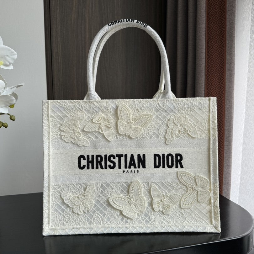 Luxury DiorMedium Book Tote 36cm Butterfly Zodiac White