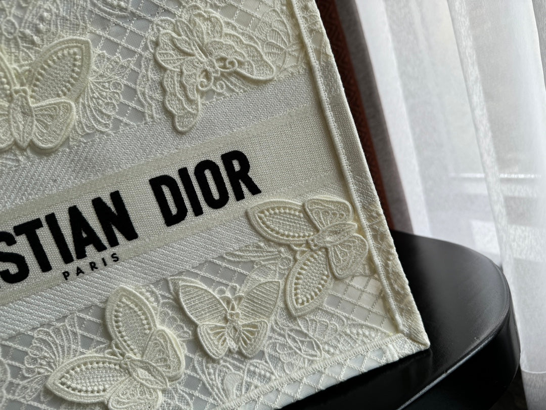 Luxury DiorMedium Book Tote 36cm Butterfly Zodiac White