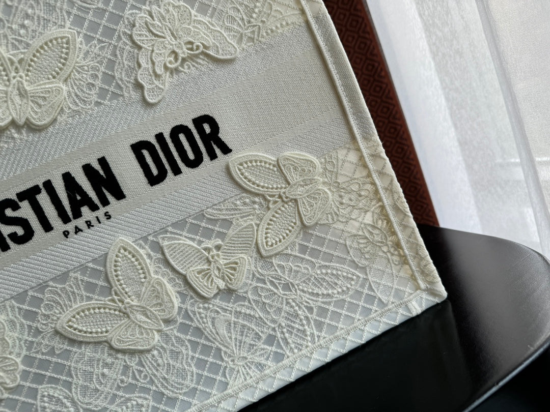 Luxury DiorLarge Book Tote 42cm Butterfly Zodiac White