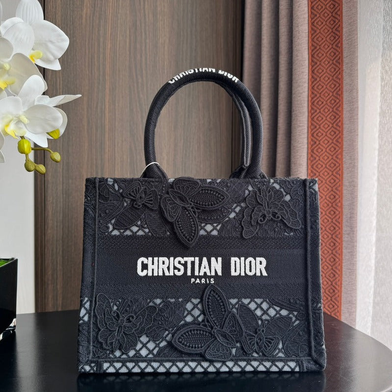 Luxury DiorSmall Book Tote 26.5cm Butterfly Zodiac Black