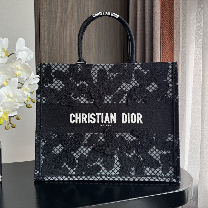 Luxury DiorLarge Book Tote 42cm Butterfly Zodiac Black