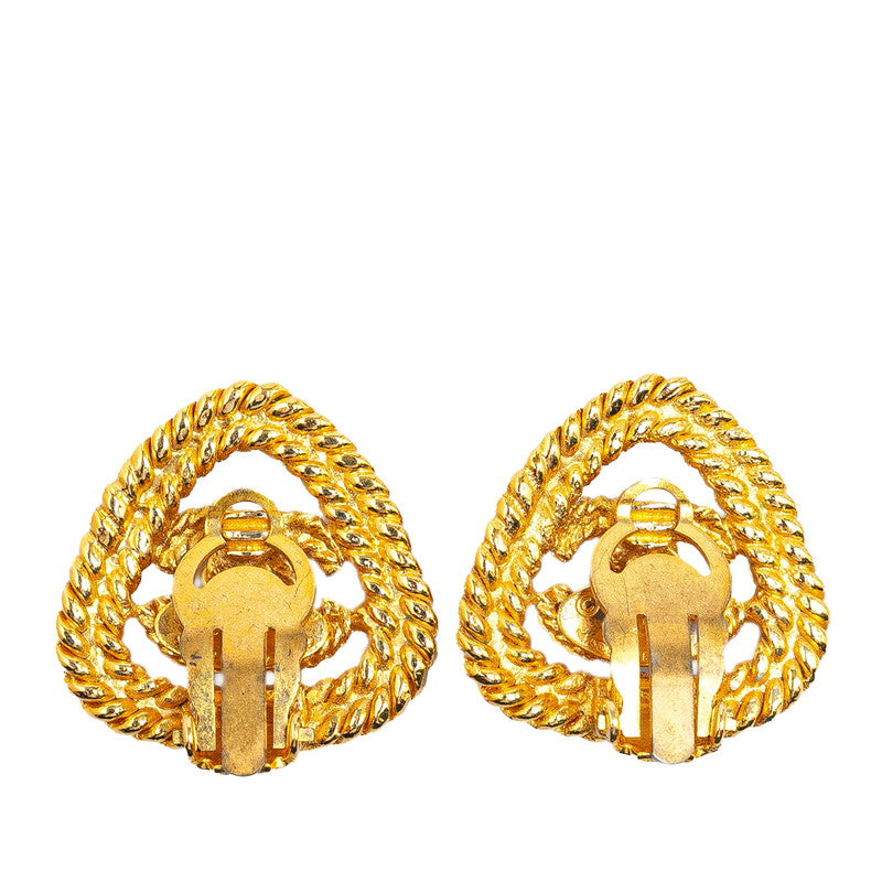 Chanel Vintage Chain Coco Mark Earrings Gold Plated