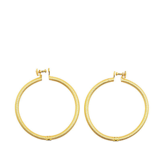 Chanel Vintage Coco Mark Hoop Earrings Gold